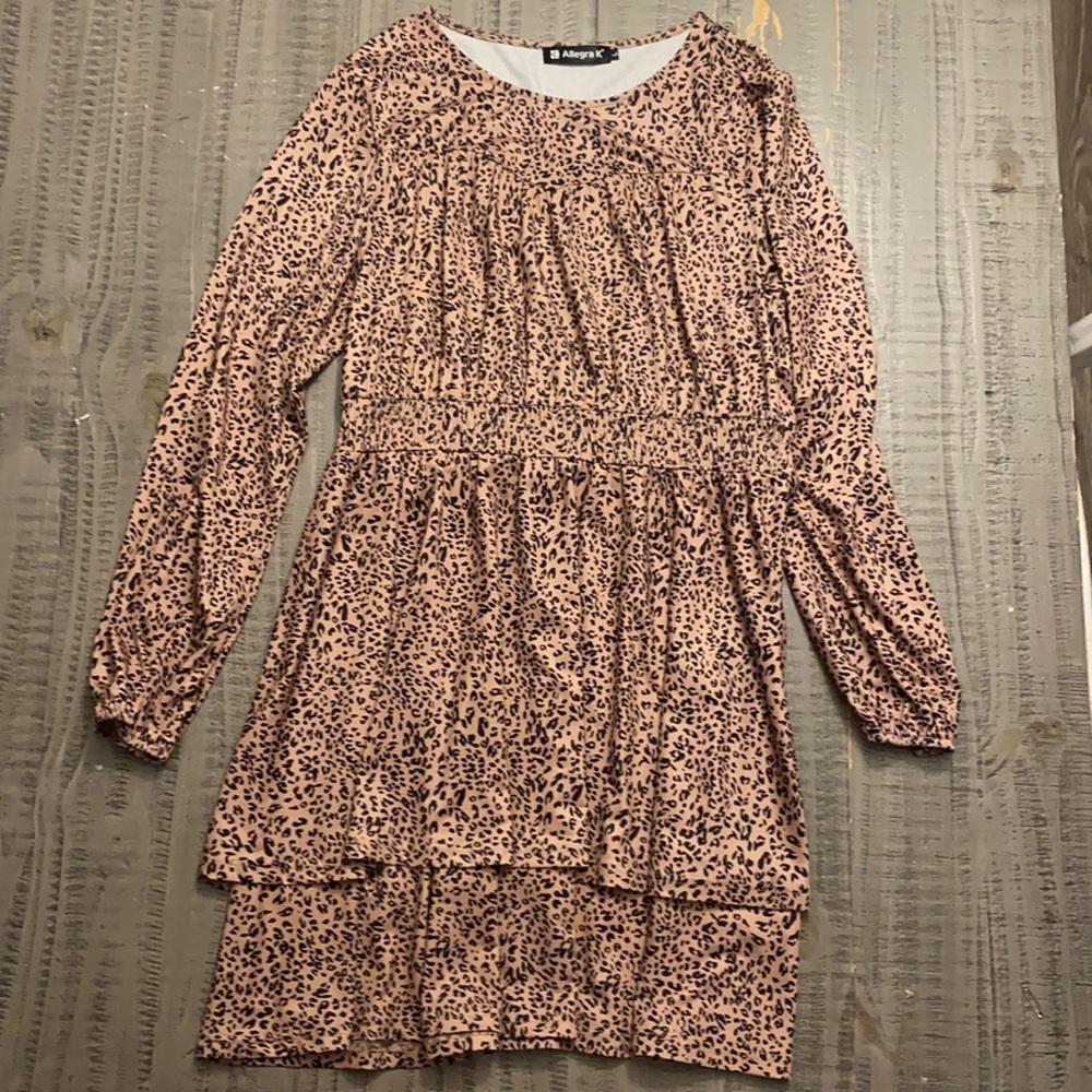 Cheetah long sleeve cinched dress